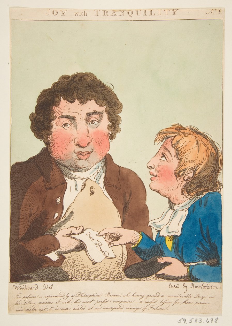 Vreugde met Rust Le Brun Travestie, of Karikaturen van de Passies door Thomas Rowlandson