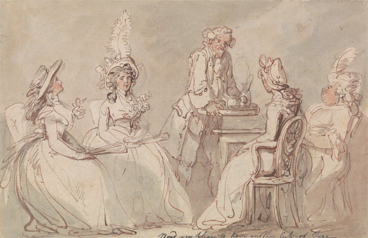 Dames bij de thee door Thomas Rowlandson