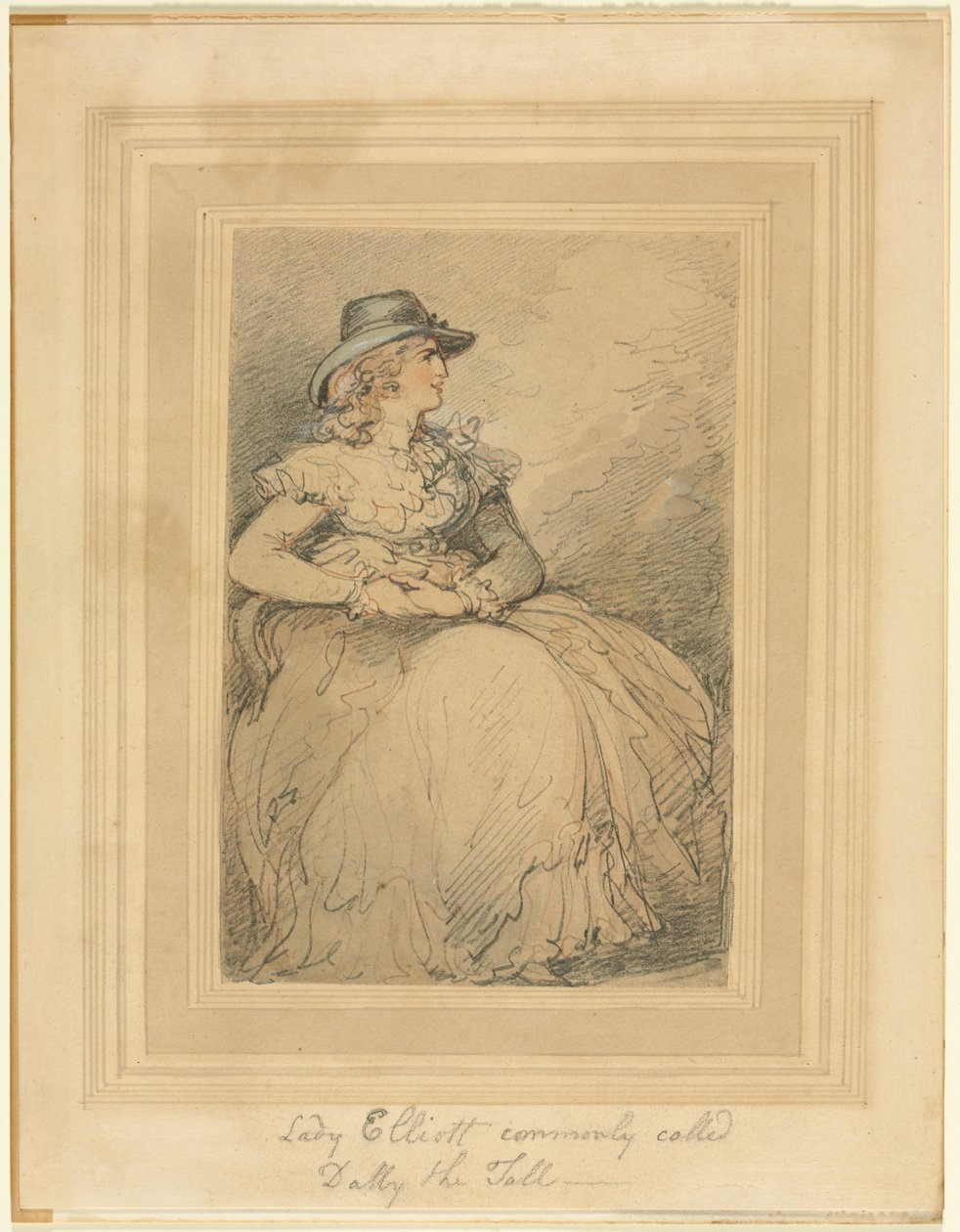 Lady Elliott, gewoonlijk Dolly The Tall genoemd door Thomas Rowlandson
