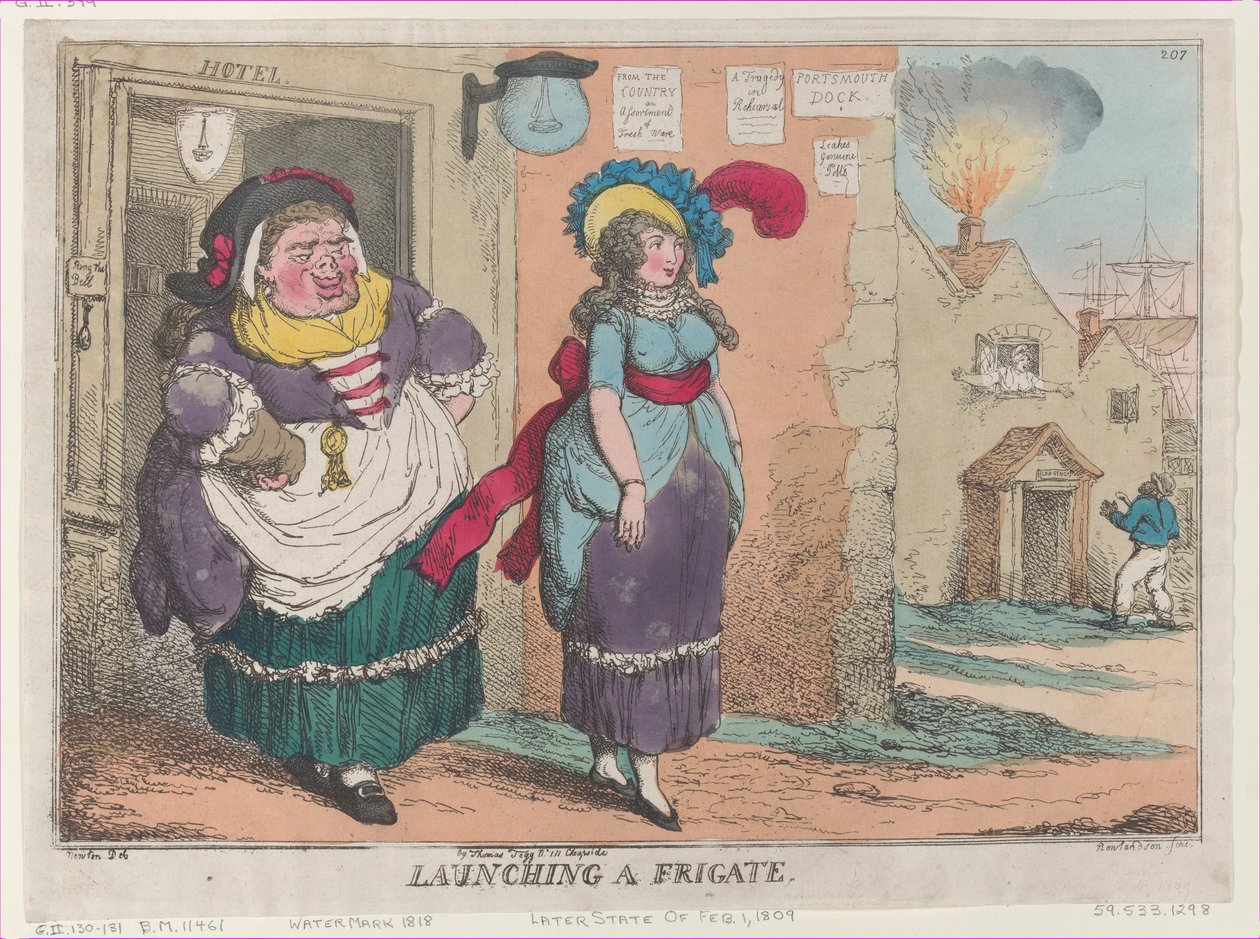 Te water laten van een fregat, [1 februari 1809], herdruk door Thomas Rowlandson