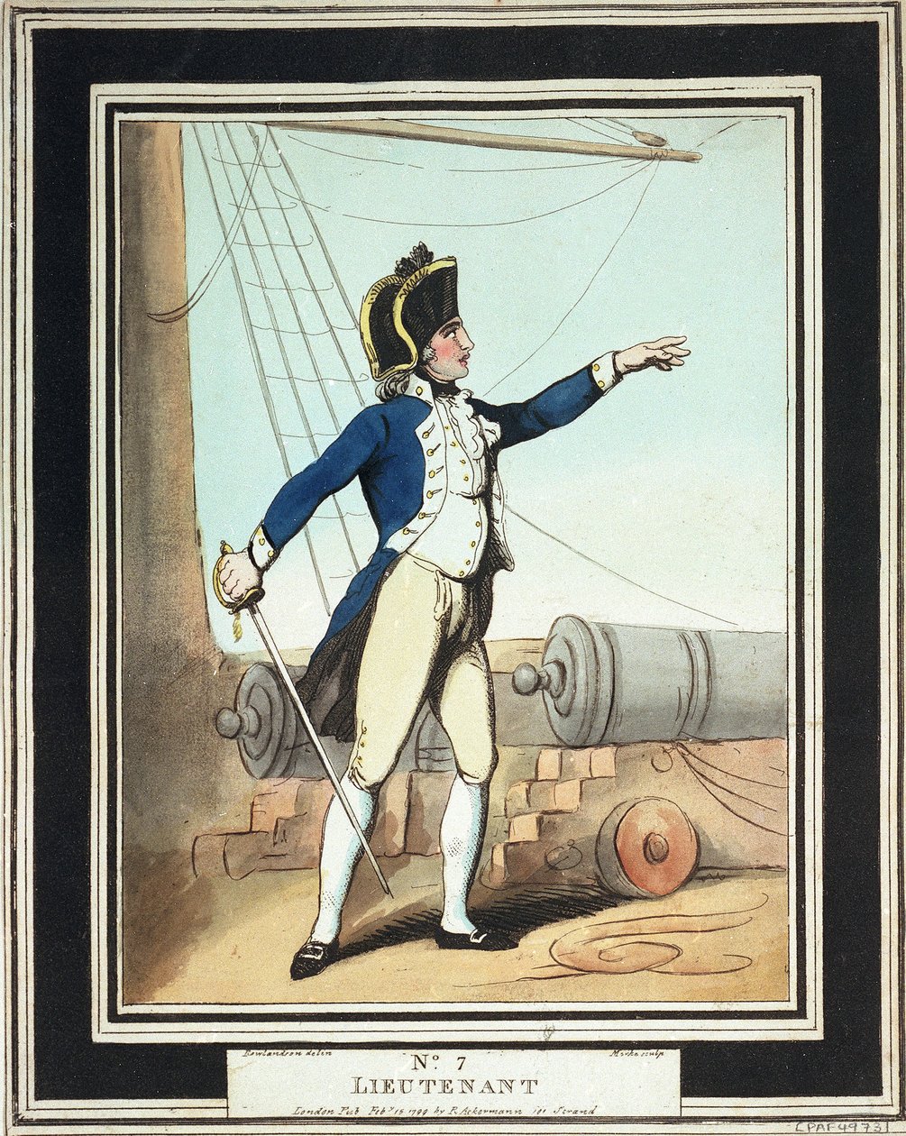 Luitenant, Royal Navy adelborst in de 18e eeuw door Thomas Rowlandson