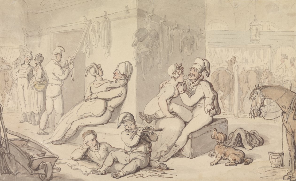 Kazerne van de lichte cavalerie door Thomas Rowlandson