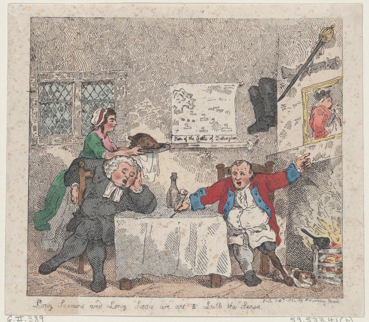 Lange preken en lange belegeringen zijn geneigd de zintuigen te verdoven door Thomas Rowlandson