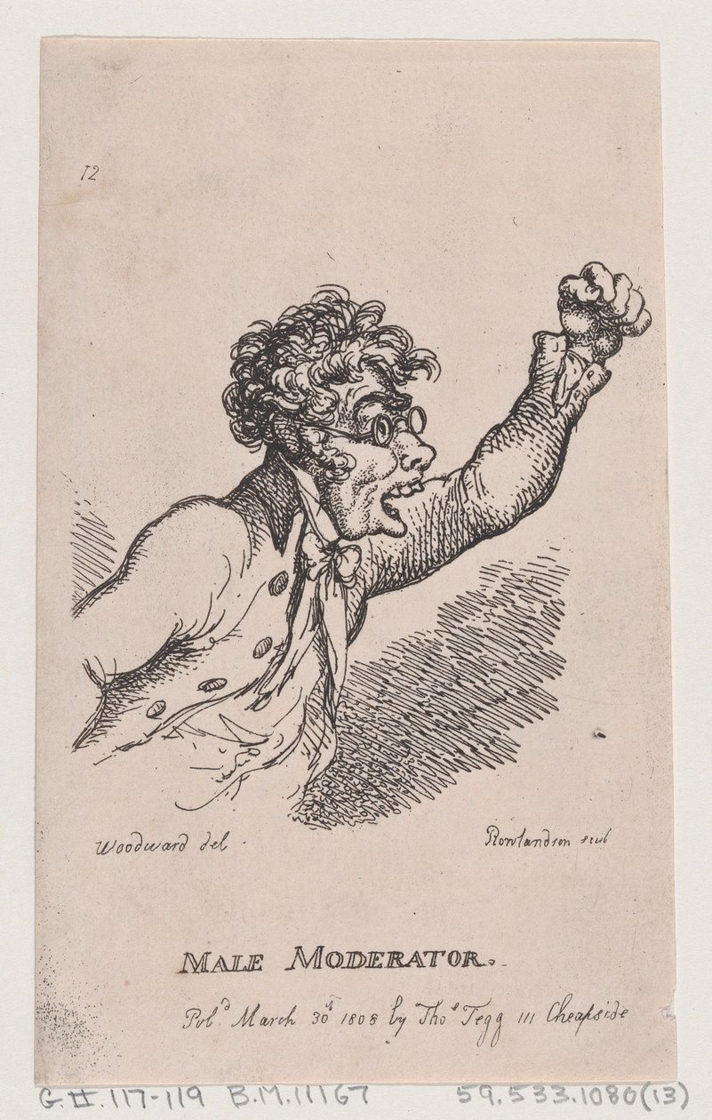 Mannelijke moderator, 30 maart 1808 door Thomas Rowlandson