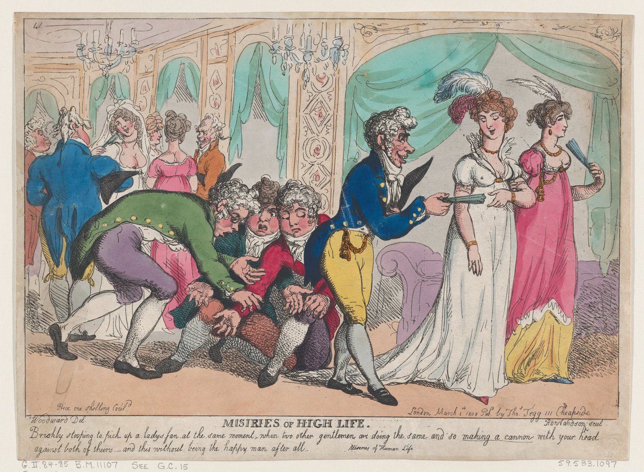 Ellende van het hoge leven, 1 maart 1808 door Thomas Rowlandson