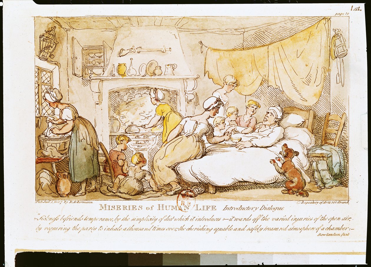 Ellende van het menselijk leven: Inleidende dialoog, gepubliceerd door R. Ackermann, 1807 door Thomas Rowlandson