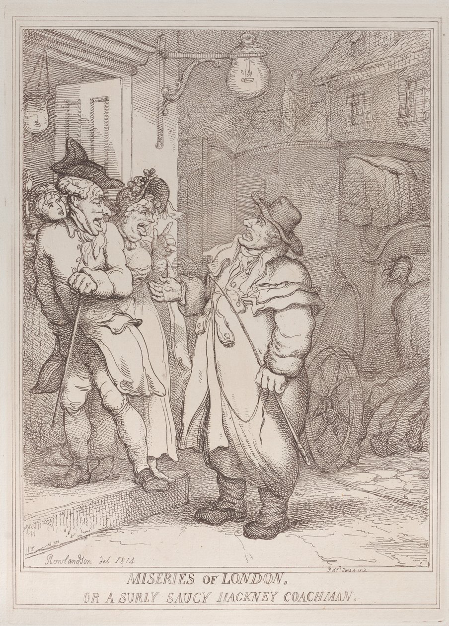 Ellende van Londen, of een Chagrijnige Brutale Koetsier, 4 juni 1814 door Thomas Rowlandson