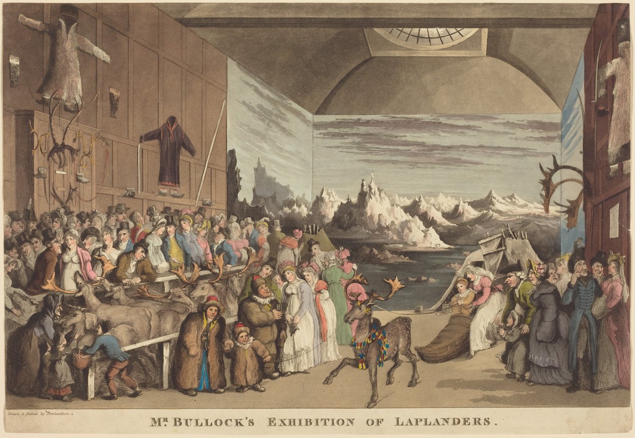 De tentoonstelling van de heer Bullock over de Laplanders door Thomas Rowlandson