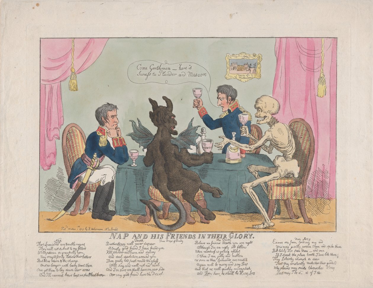 Nap en zijn vrienden in hun glorie, 1 oktober 1813 door Thomas Rowlandson