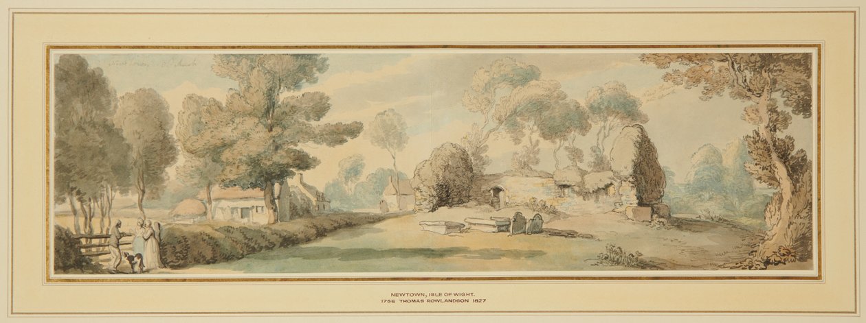 Nieuwe stad, oude kerk (Isle of Wight) door Thomas Rowlandson