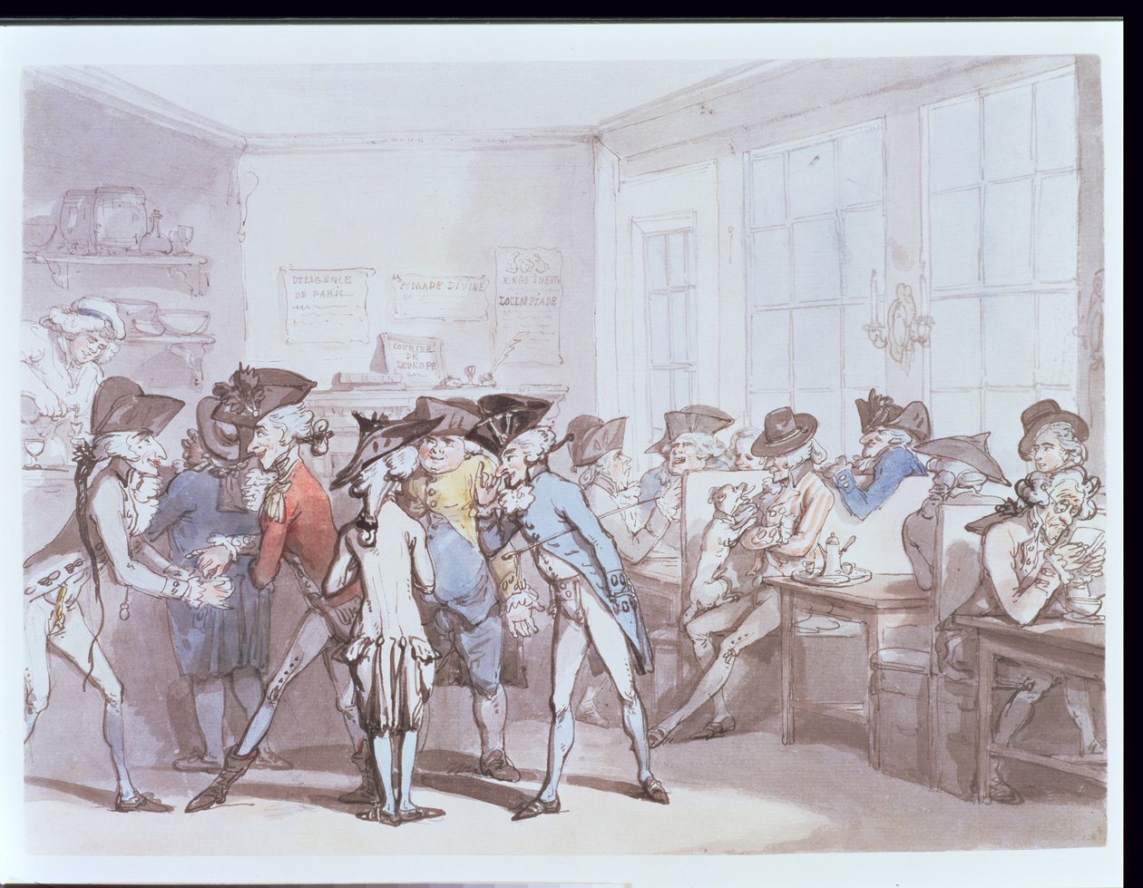 Nr.1732 Een Frans koffiehuis (pen en inkt, aquarel) door Thomas Rowlandson