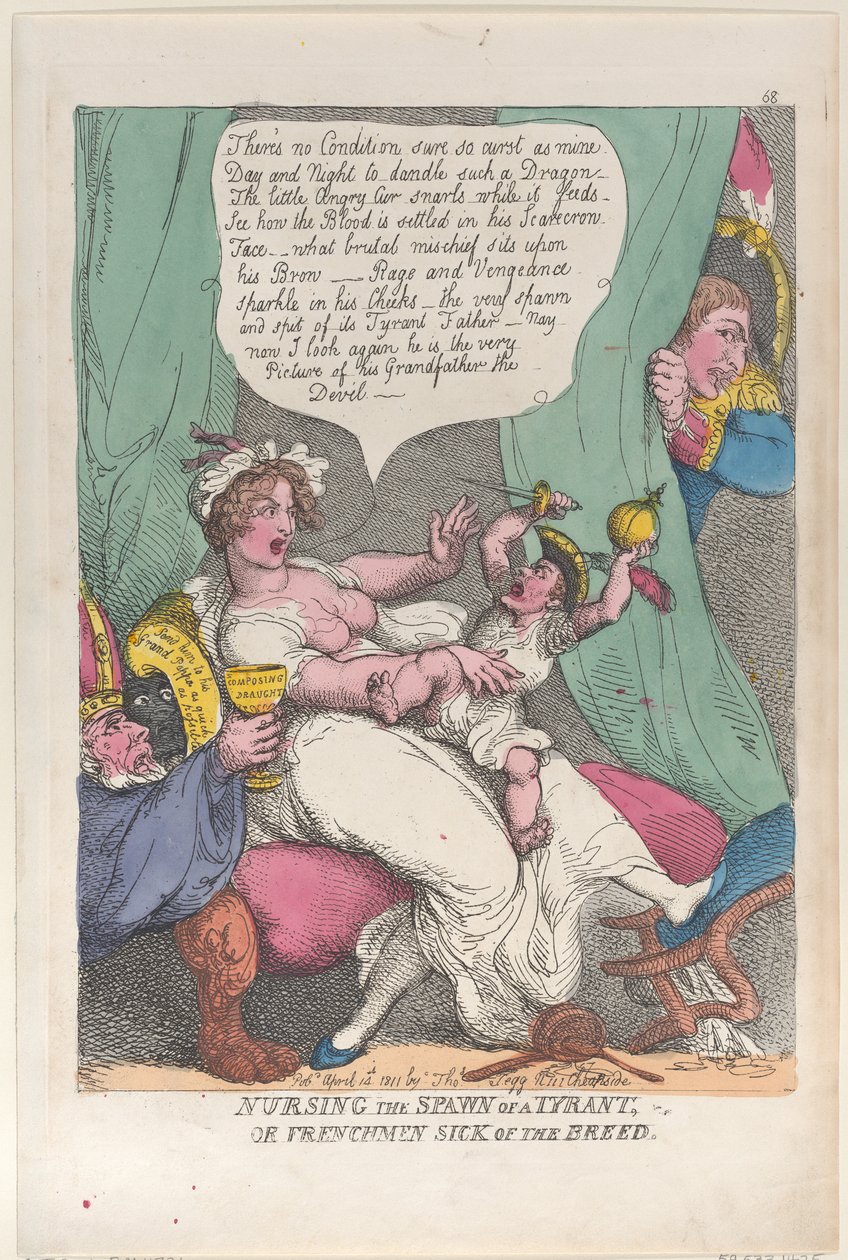 Het Voeden van het Nageslacht van een Tiran, 14 april 1811 door Thomas Rowlandson