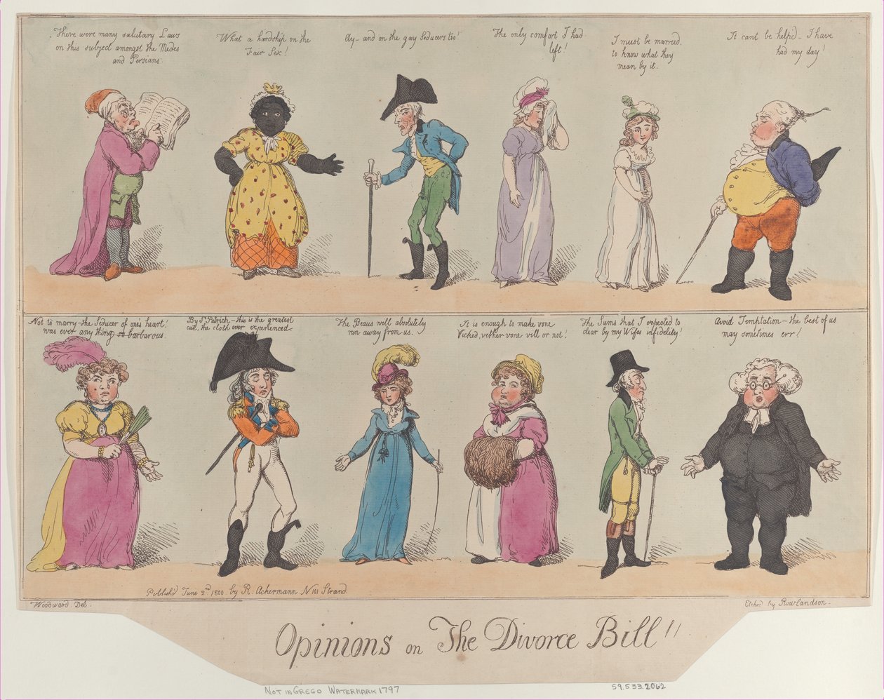 Meningen over de echtscheidingswet!!, 2 juni 1800 door Thomas Rowlandson