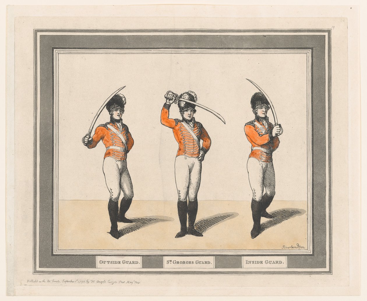 Buitenwacht, St. Georges Wacht, Binnenwacht, 1 september 1798 door Thomas Rowlandson