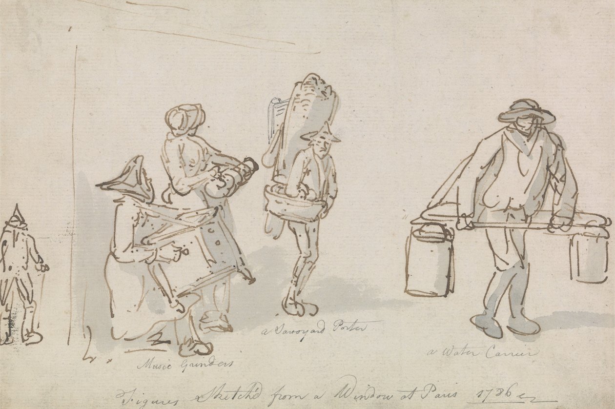 Parijse straatfiguren door Thomas Rowlandson