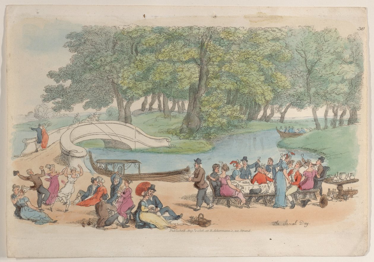 Plaat 30: De Sociale Dag, uit Wereld in Miniatuur, 1816 door Thomas Rowlandson