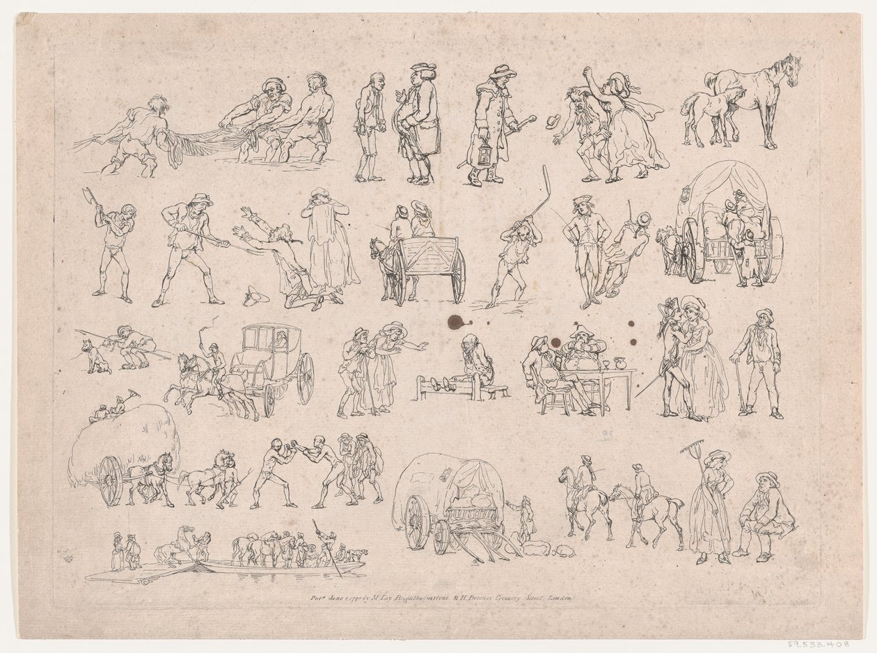 Plaat 4, Contouren van Figuren, Landschappen en Vee...voor het Gebruik van Leerlingen, 8 maart 1790 door Thomas Rowlandson