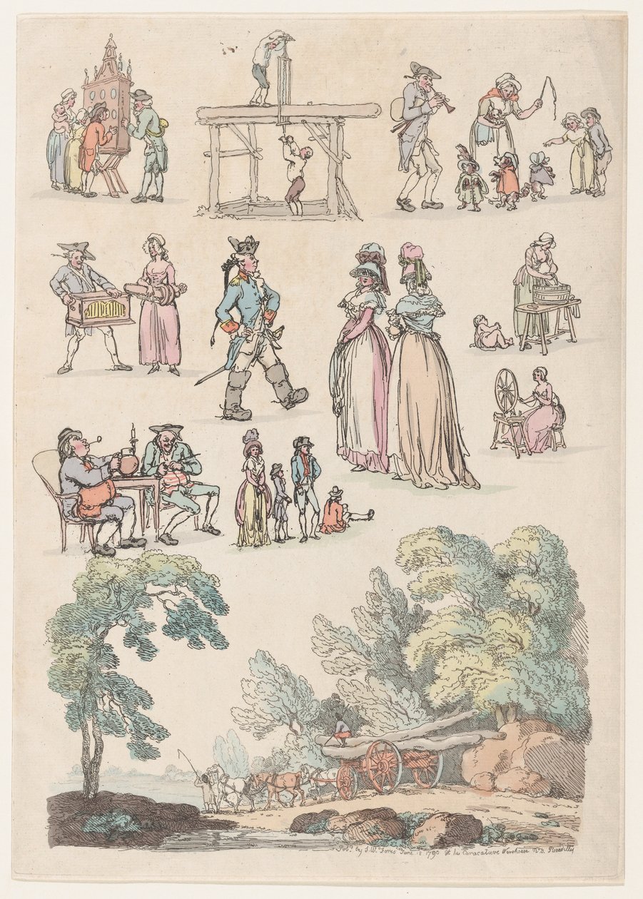 Plaat 5, Contouren van Figuren, Landschappen en Vee...voor het Gebruik van Leerlingen door Thomas Rowlandson