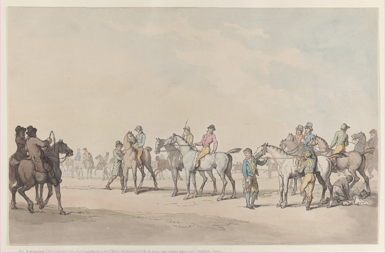 Voorbereiding op de race door Thomas Rowlandson