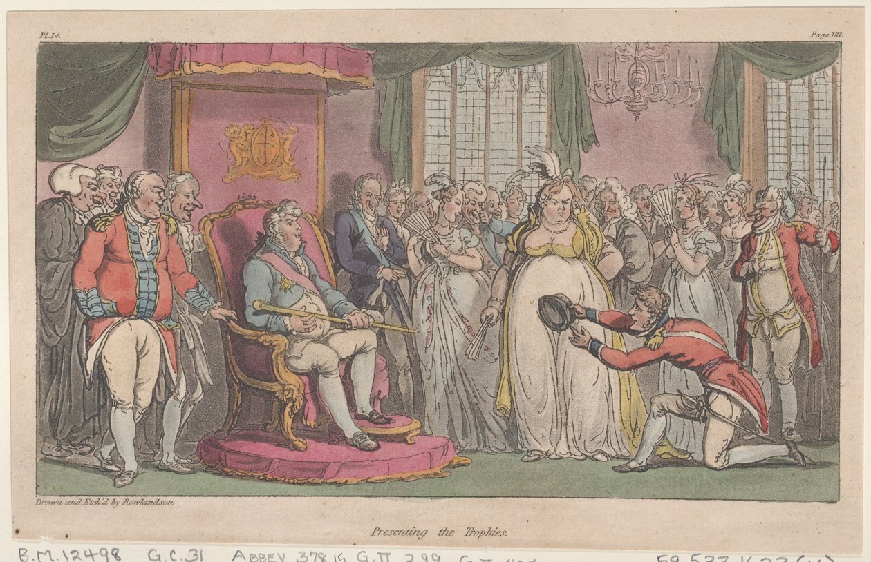 Het Overhandigen van de Trofeeën, uit The Military Adventures of Johnny Newcome door Thomas Rowlandson
