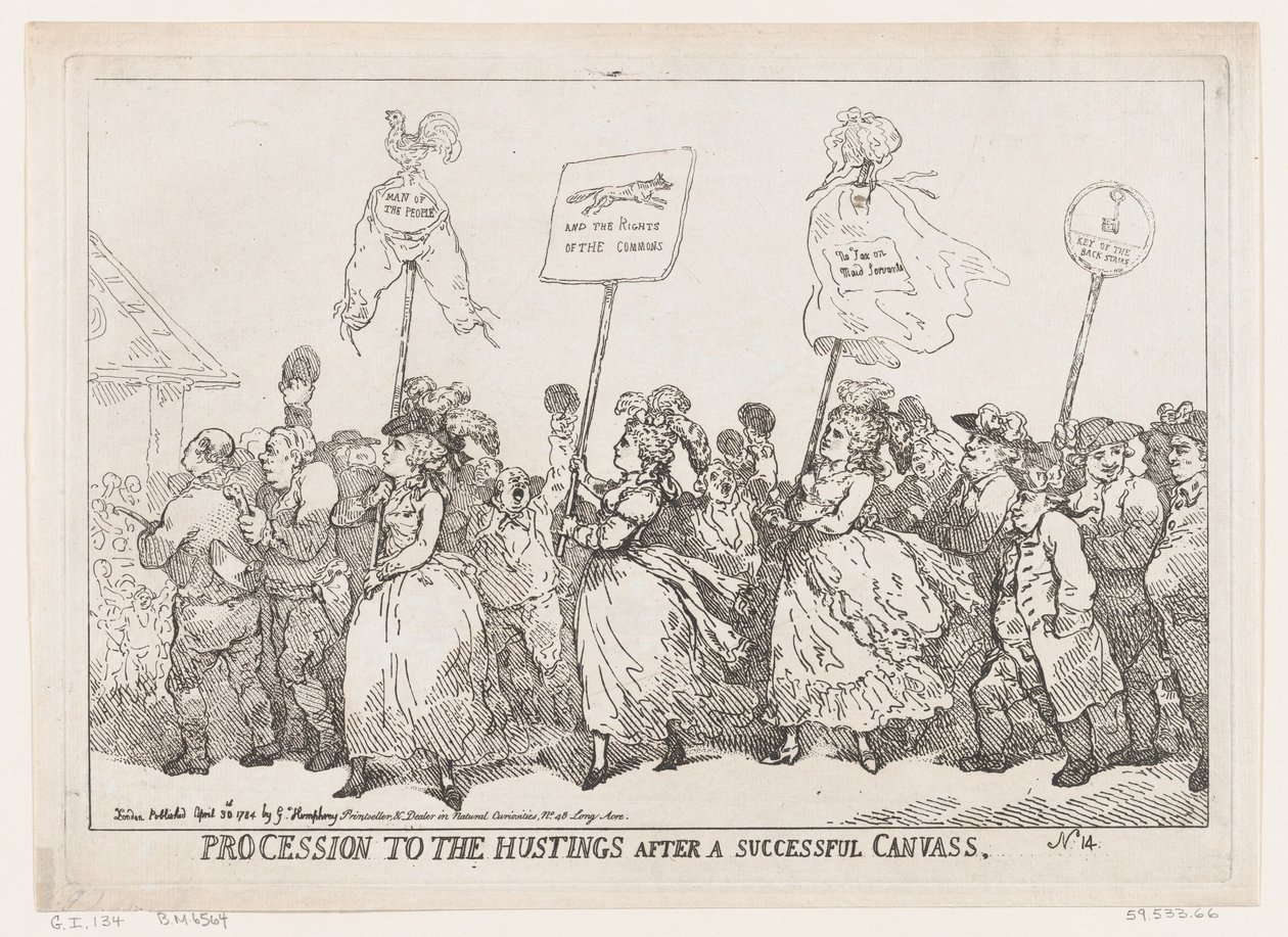 Processie naar De Verkiezingen Na Een Succesvolle Campagne, 30 April 1784 door Thomas Rowlandson