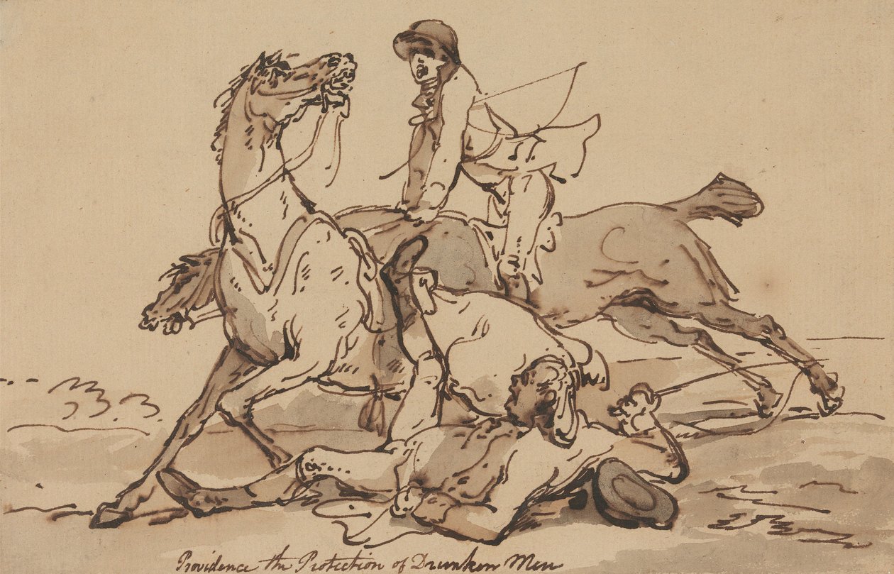 Providence — De bescherming van dronken mannen door Thomas Rowlandson