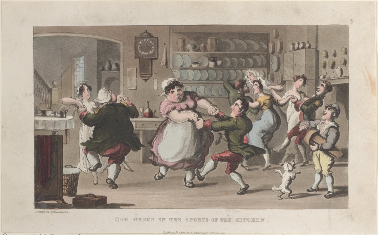 Quae Genus, in de Keukensporten, uit De Geschiedenis van Johnny Quae Genus, 1 augustus 1821 door Thomas Rowlandson