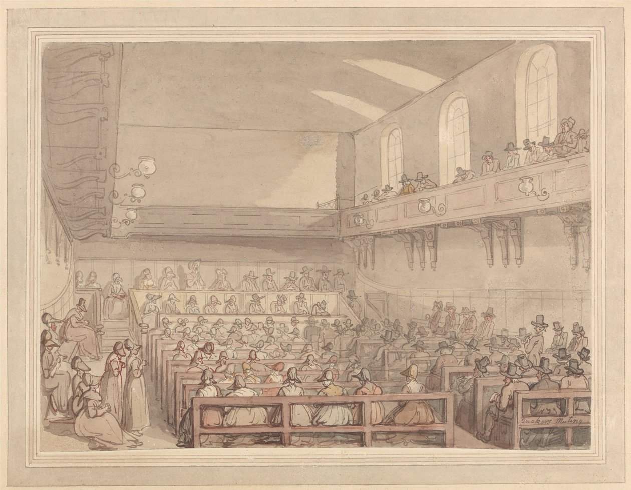 Quakerbijeenkomst door Thomas Rowlandson