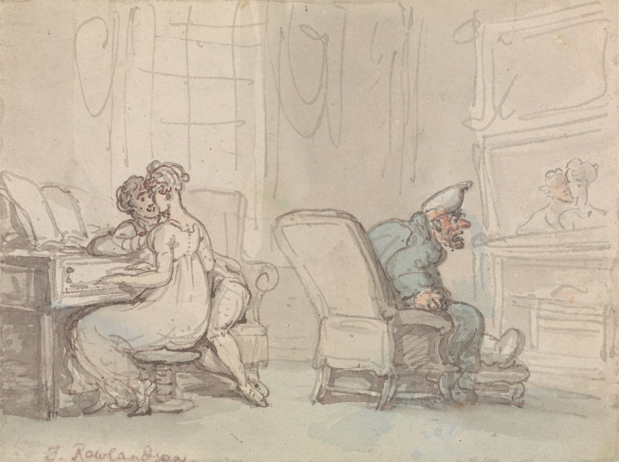 Overpeinzingen, of de muziekles door Thomas Rowlandson