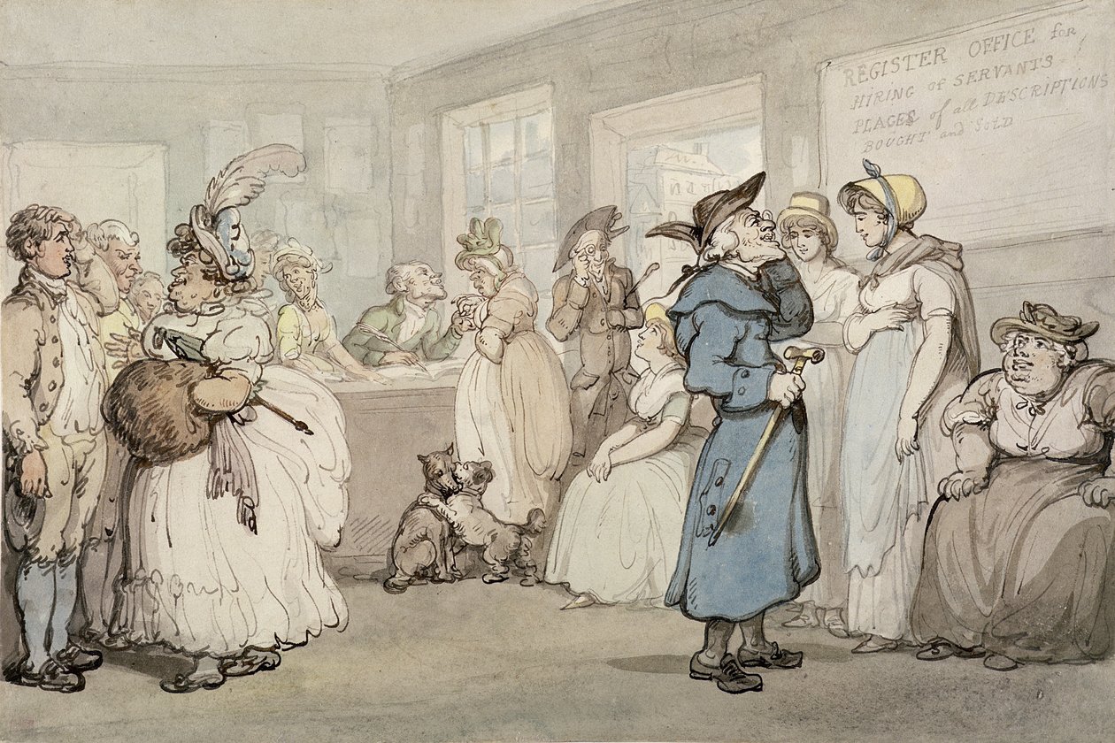 Registerkantoor voor het Inhuren van Dienstboden door Thomas Rowlandson