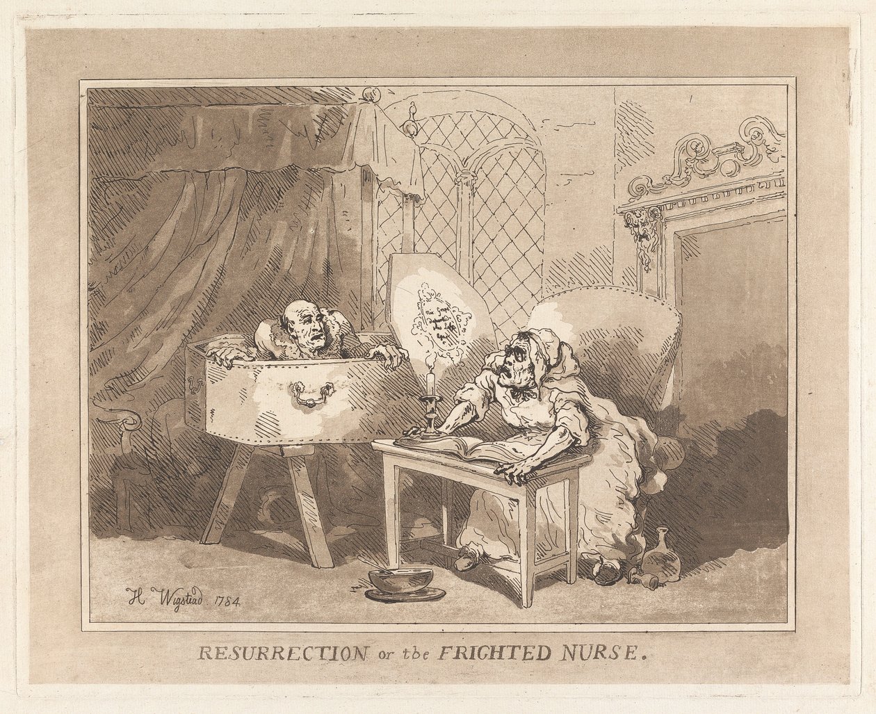 De wederopstanding of de bange verpleegster door Thomas Rowlandson