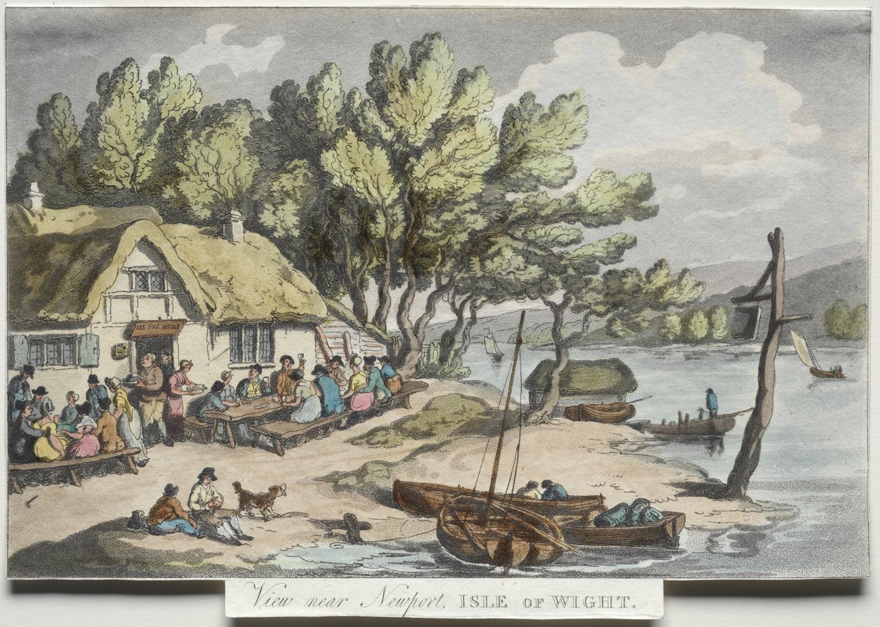 Rowlandsons „Sketches from Nature”:  Uitzicht in de buurt van Newport, Isle of Wight door Thomas Rowlandson