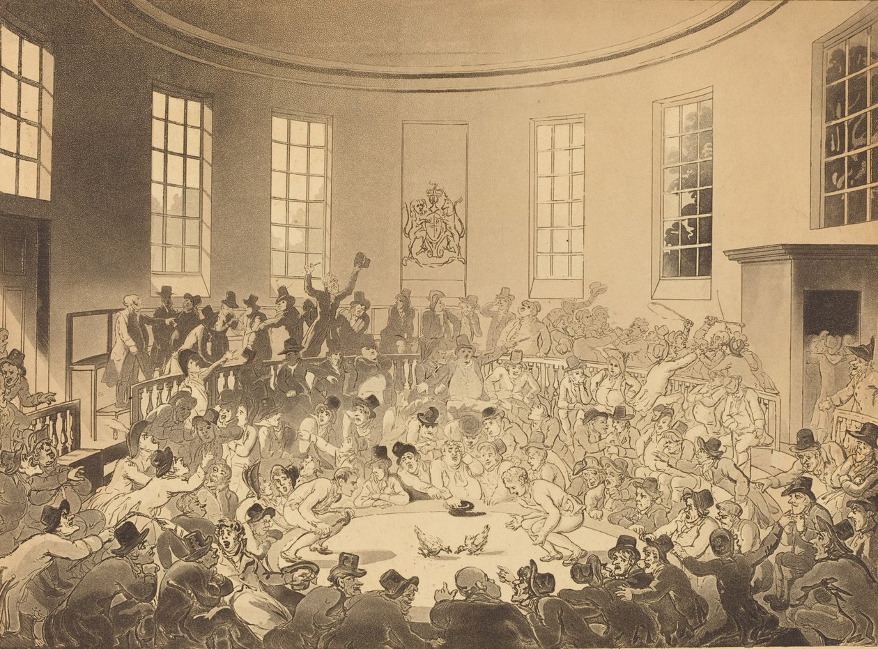 Koninklijke Hanenwedstrijd, gepubliceerd 1808 door Thomas Rowlandson