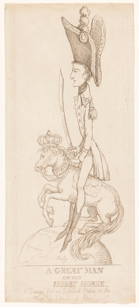 Ruiterstandbeeld voor Napoleon, 1804 door Thomas Rowlandson