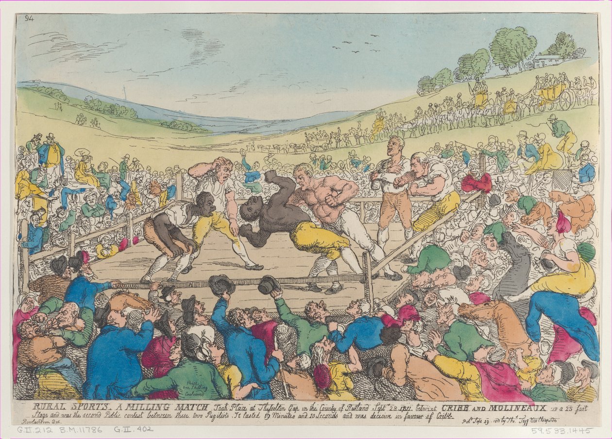 Plattelandssporten, Een Bokswedstrijd, 29 september 1811 door Thomas Rowlandson
