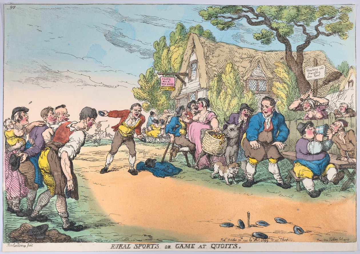 Plattelandssporten of Spel bij Quoits, 30 oktober 1811 door Thomas Rowlandson