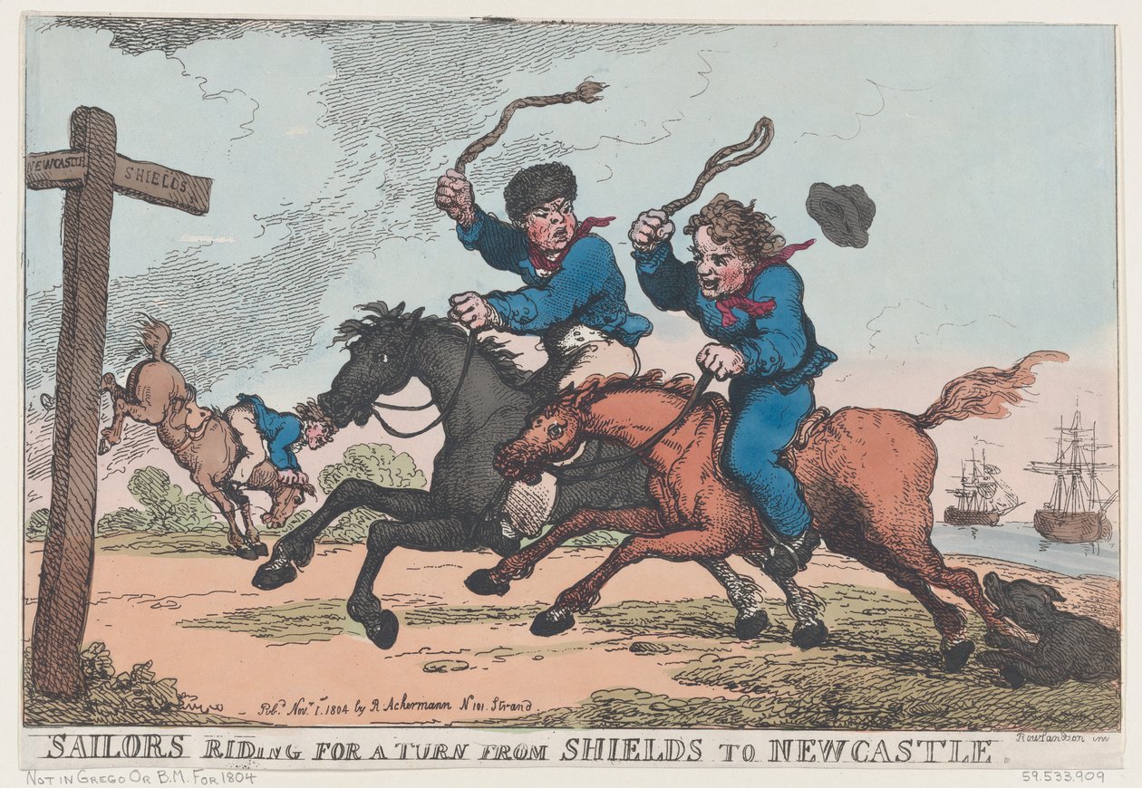 Zeelieden rijden voor een rit van Shields naar Newcastle, 1 november 1804 door Thomas Rowlandson