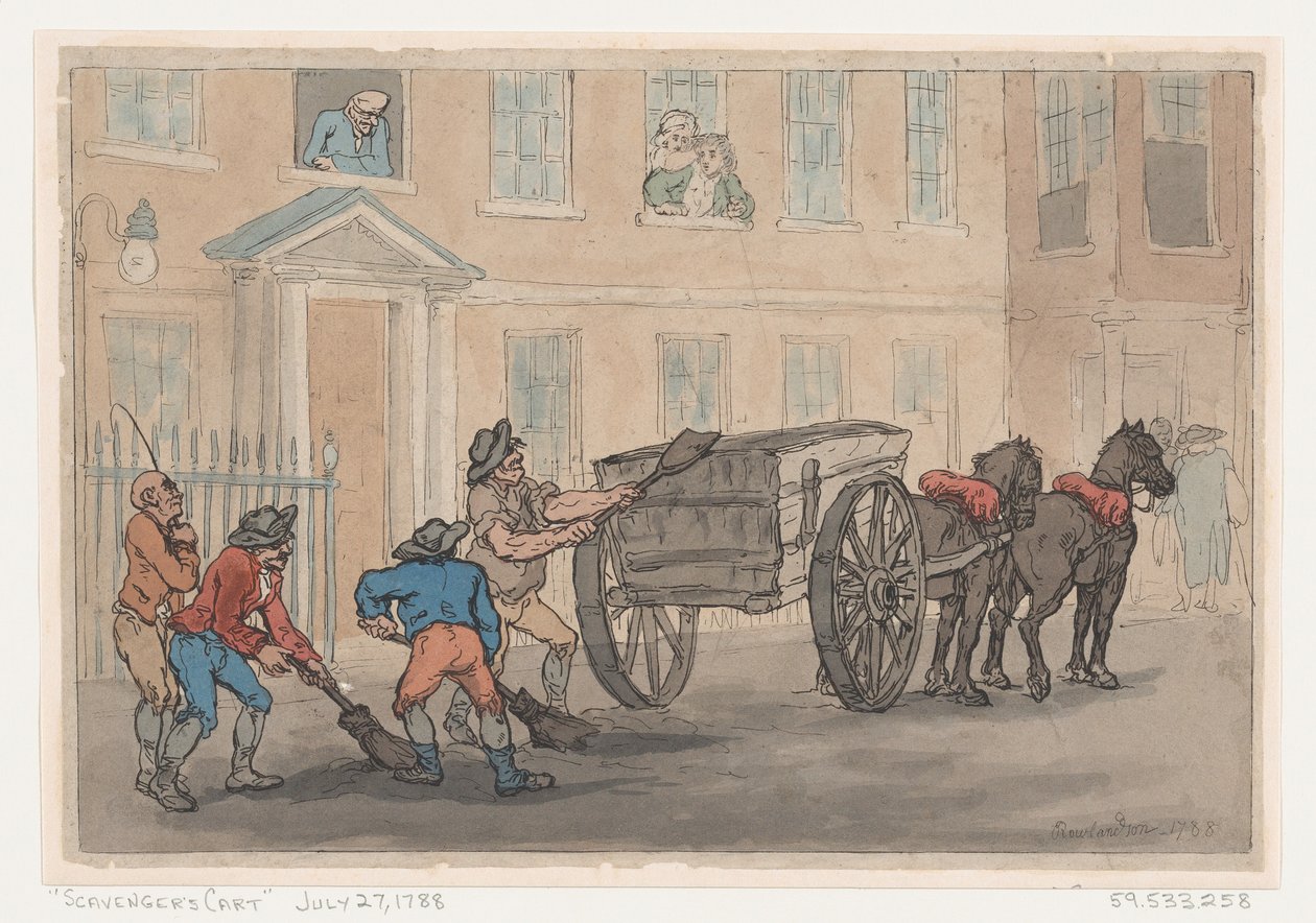 De vuilniswagen door Thomas Rowlandson
