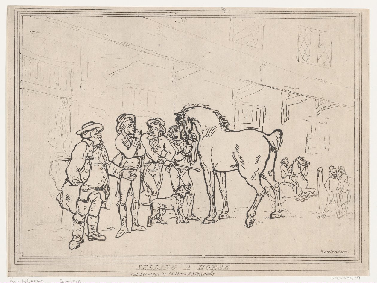 Een paard verkopen, 1 december 1791 door Thomas Rowlandson