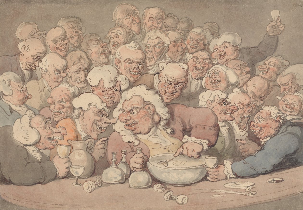 Punch serveren door Thomas Rowlandson