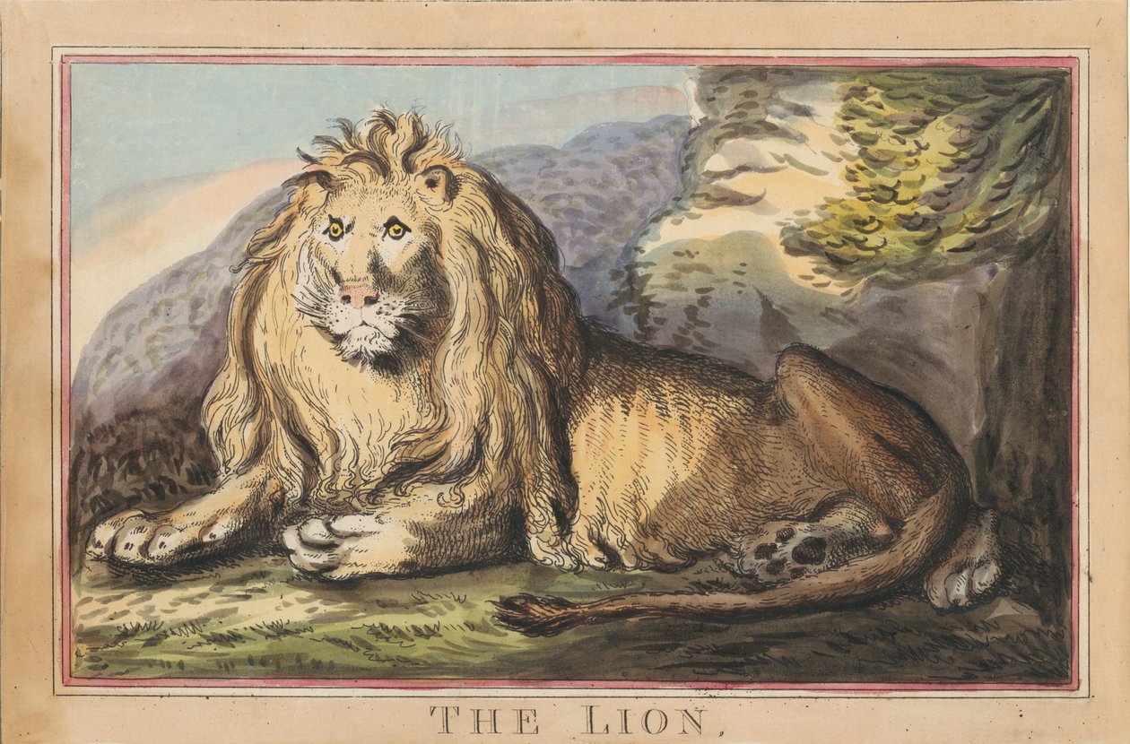 Set van acht met titelpagina. ‘Buitenlandse en inheemse dieren.’ 3. De leeuwin door Thomas Rowlandson