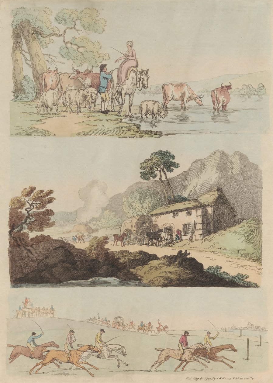 Set van zestien: Contouren van Figuren en Landschappen door Thomas Rowlandson