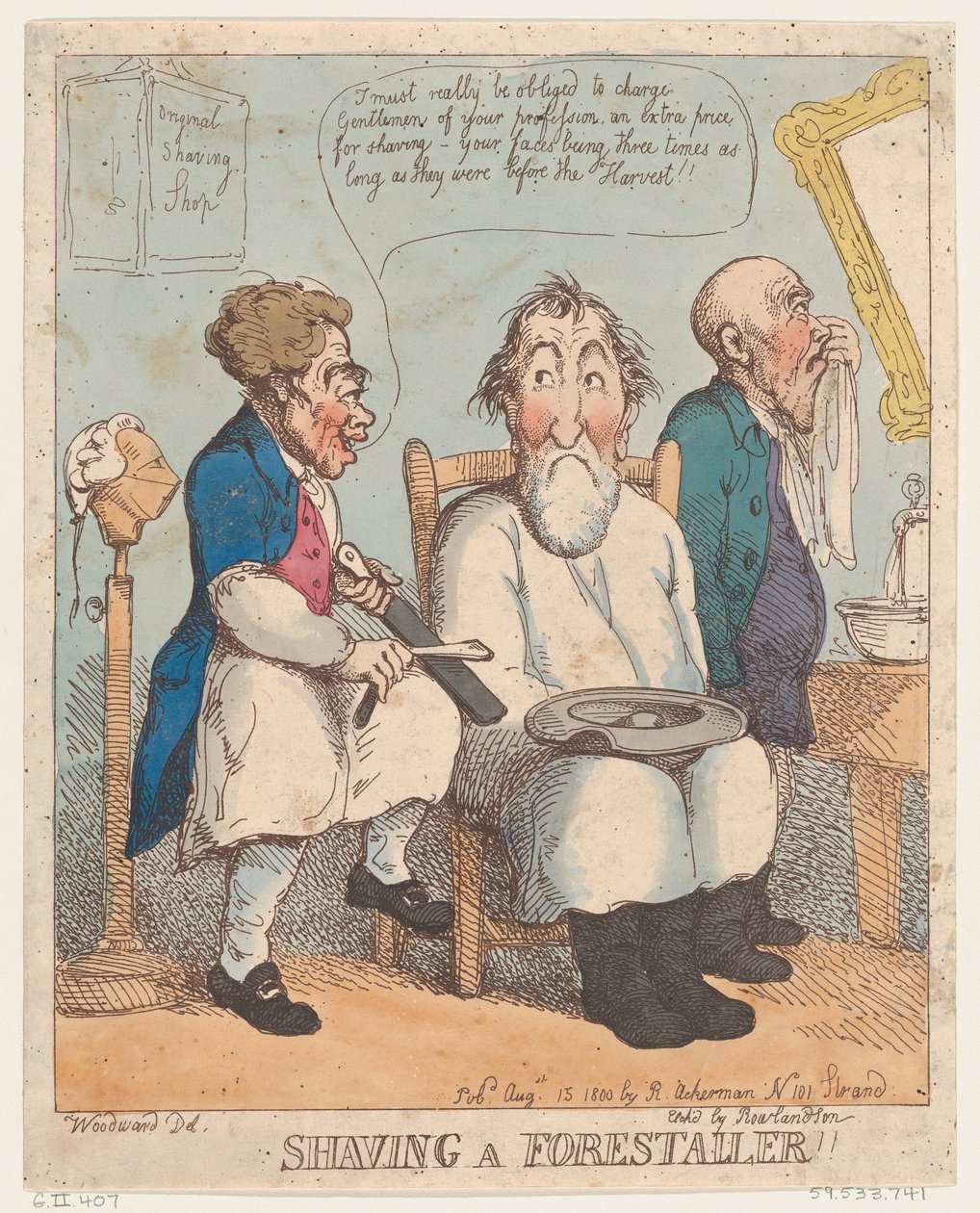 Een voorloper scheren, 15 augustus 1800 door Thomas Rowlandson