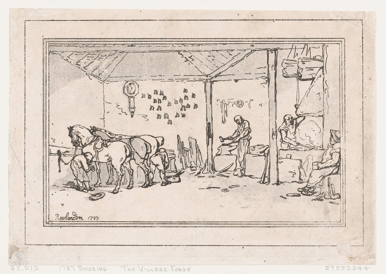Beslaan: De Dorpssmederij Een Hoefsmederij door Thomas Rowlandson