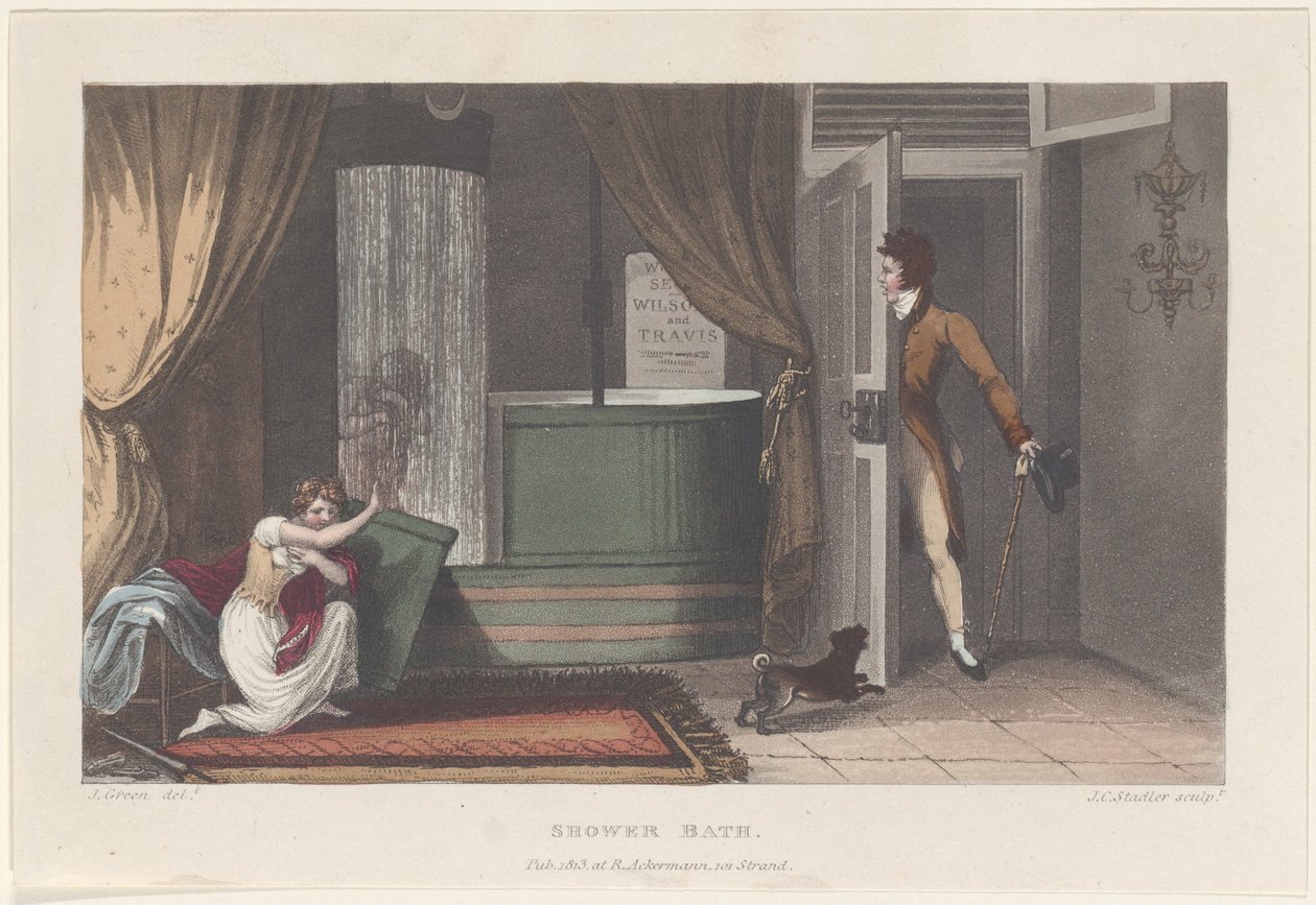 Douchebad, uit Poetische schetsen van Scarborough, 1813 door Thomas Rowlandson