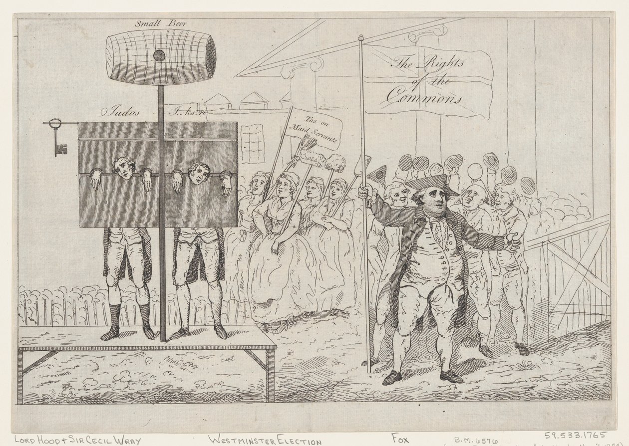 Sir Cecil Wray in de Schandpaal door Thomas Rowlandson