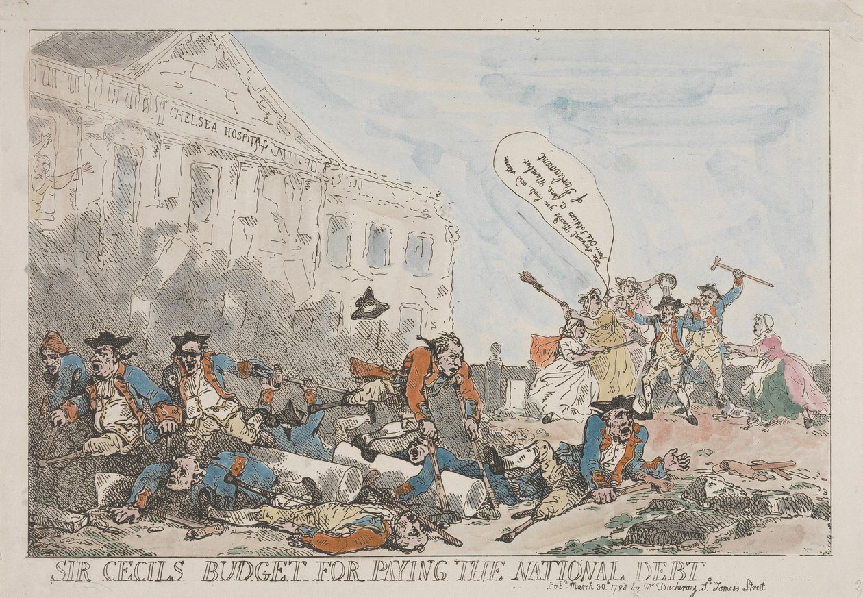 Sir Cecils begroting voor de aflossing van de staatsschuld door Thomas Rowlandson