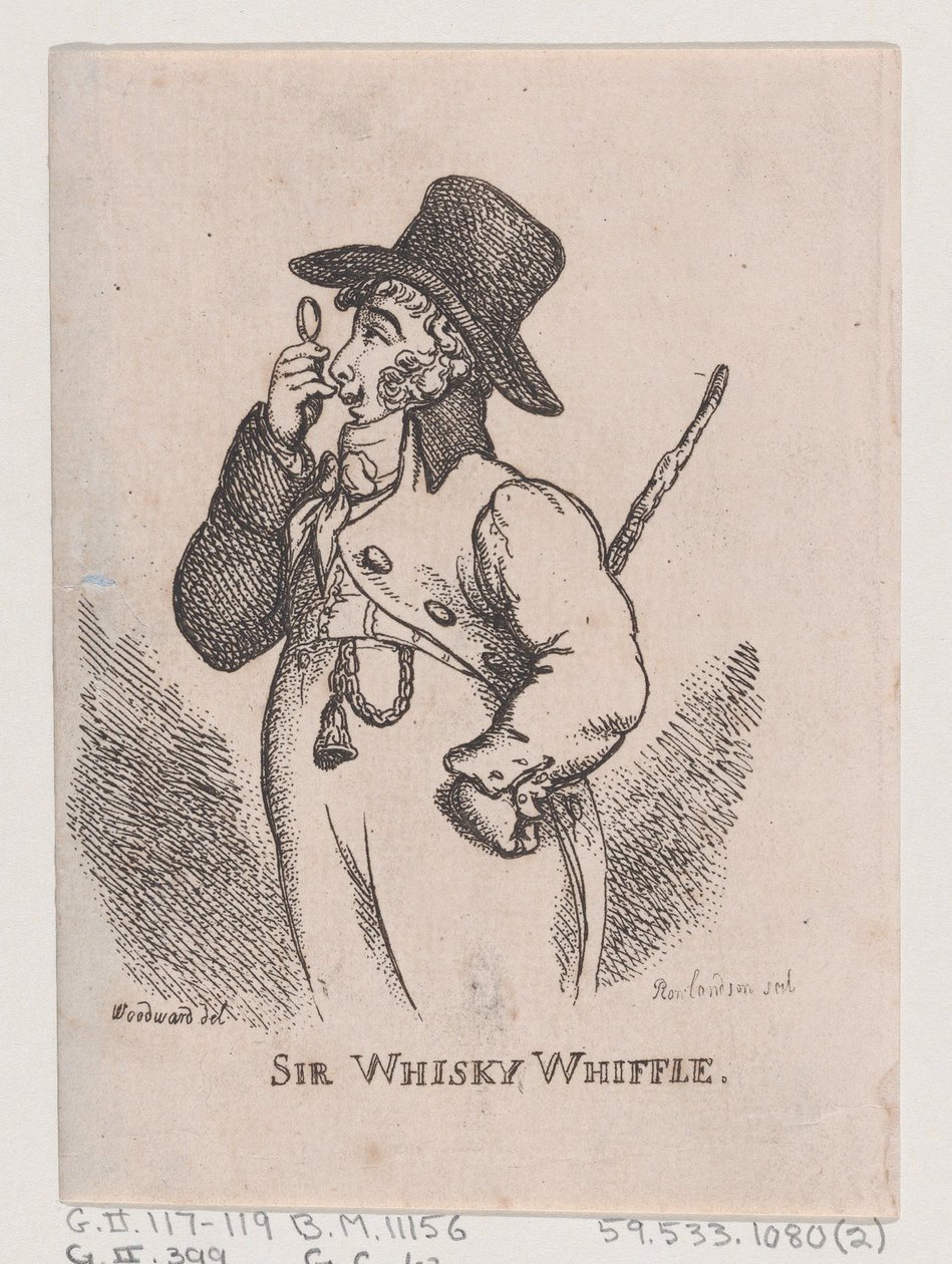 Sir Whisky Whiffle, april 1808 door Thomas Rowlandson