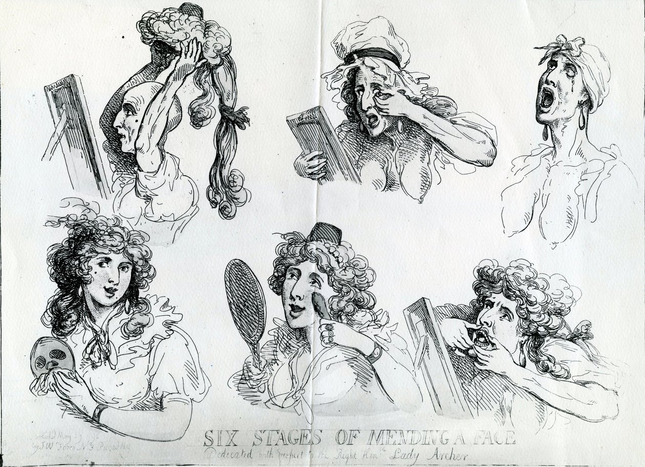 Zes Stadia van het Herstellen van een Gezicht door Thomas Rowlandson
