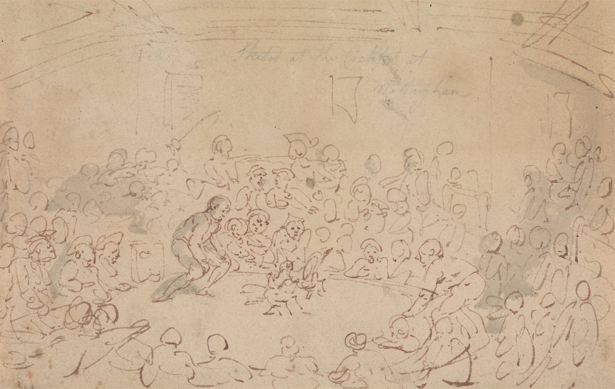 Geschetst bij de Cockpit, Nottingham door Thomas Rowlandson